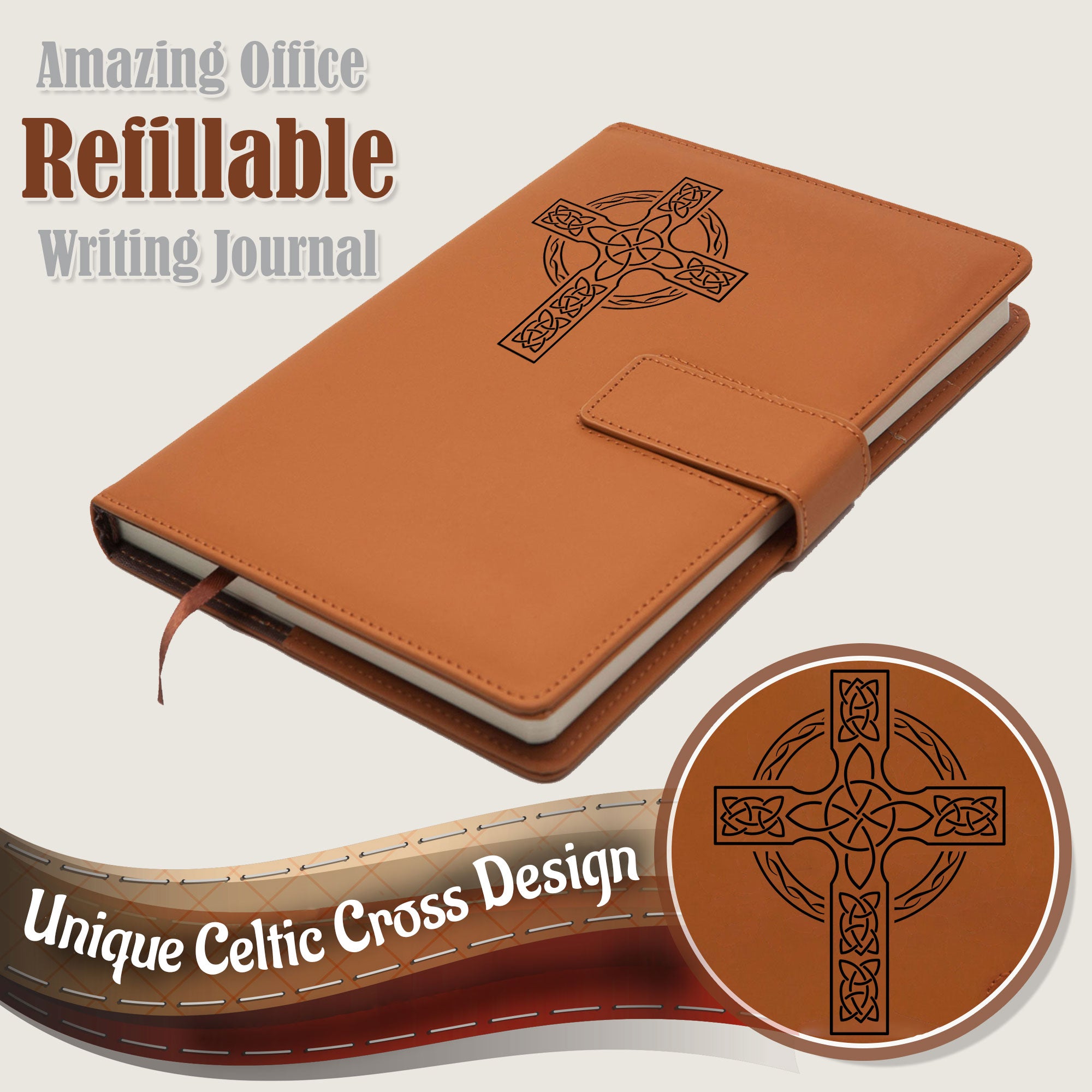The Celtic Cross Personal Notebook Journal - 5x8 Inch - Brown