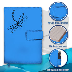 The Dragonfly Journal | 5x8 Inches, 200 Lined Pages, Magnetic Clasp, Refillable | Diary, Cute Notebook Journal, Personal Journal for Women or Men - Light Blue