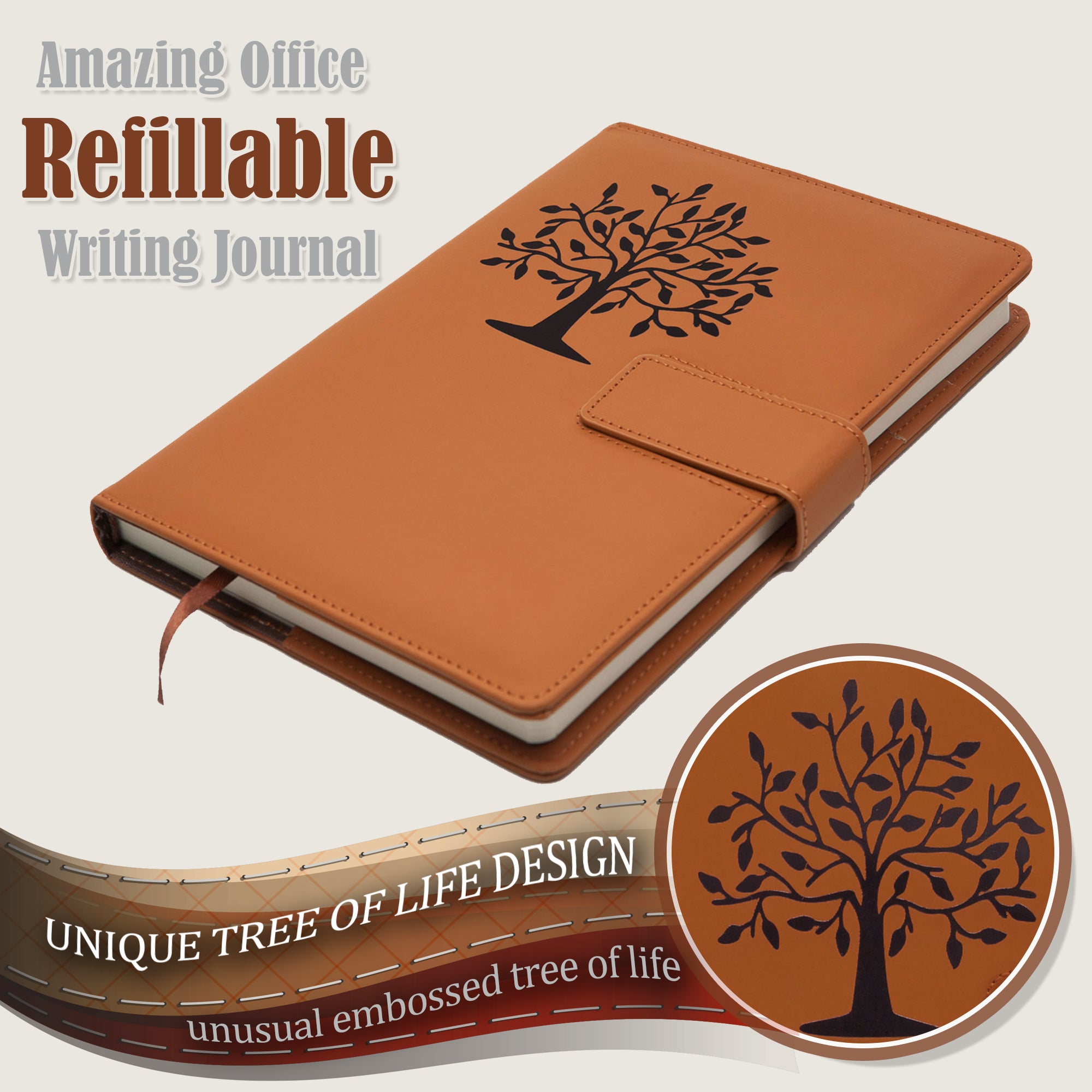  Tree of Life Refillable Leather Journal Notebook with